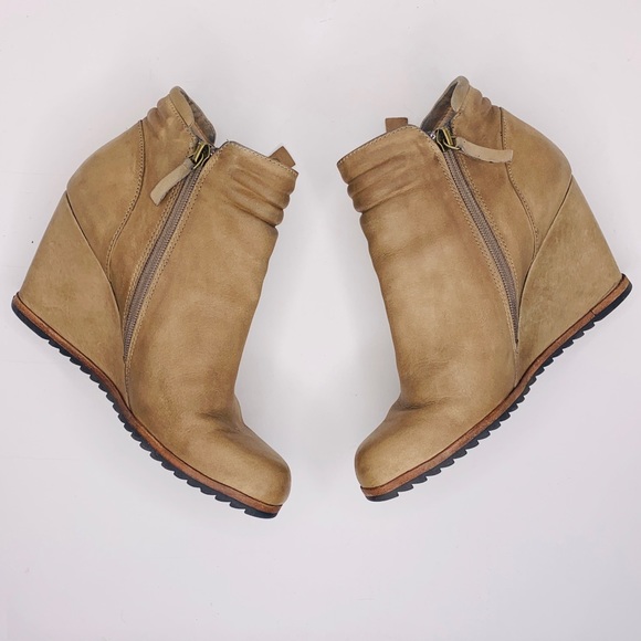 Biala Shoes Biala Ashton Leather Wedge Booties Poshmark